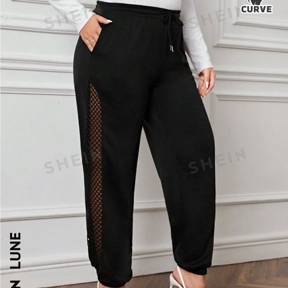 Black fish net pants